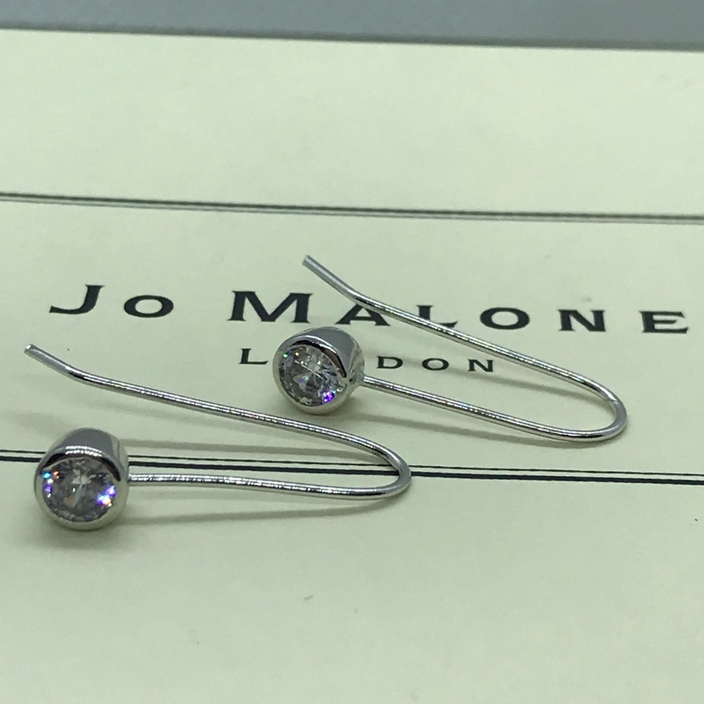Sterling Silver 925 CZ Drop Earrings - Picture 3 of 5